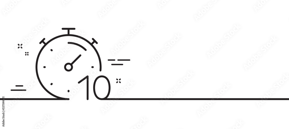 Poster timer 10 minutes line icon. stopwatch time sign. countdown clock symbol. minimal line illustration b