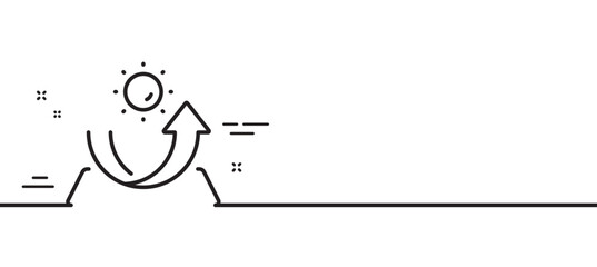 Sun protection line icon. Uv protect sign. Sunscreen effect symbol. Minimal line illustration background. Sun protection line icon pattern banner. White web template concept. Vector