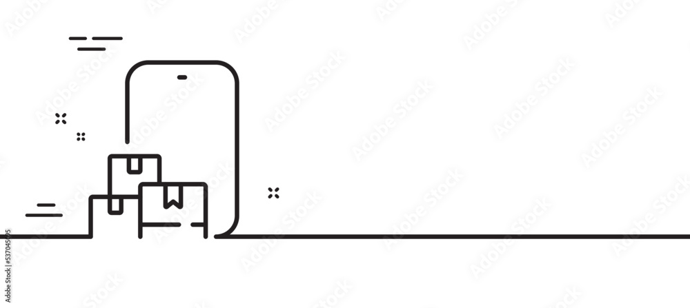 Poster online storage line icon. internet delivery sign. mobile device service symbol. minimal line illustr