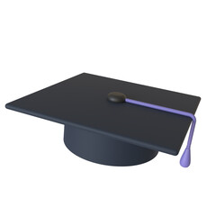 3D illustration of a graduation hat with a transparent background