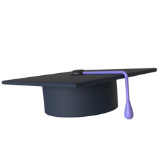 3D illustration of a graduation hat with a transparent background