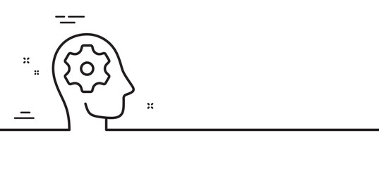 Brain working line icon. Psychology therapy sign. Mental health symbol. Minimal line illustration background. Brain working line icon pattern banner. White web template concept. Vector