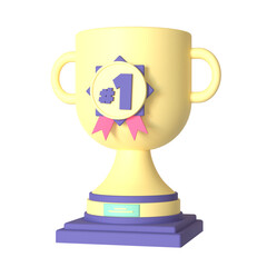 3D illustration of a trophy and first medal with a transparent background