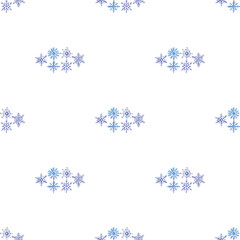 Snowflake patterns. Blue snowflake. Watercolor illustration. 