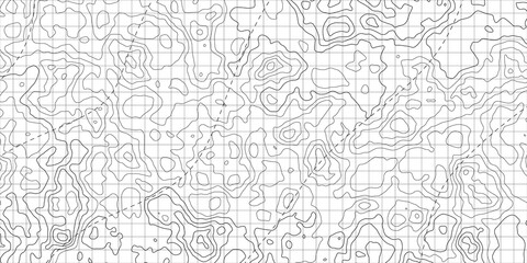 Topographic map background. Geographic abstract patterns grid. The topo contour map with stylized height. Mountain trail terrain, terrain path. Vector illustration.