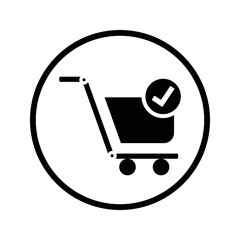 cart, check icon design. Black vector design for web and mobile.