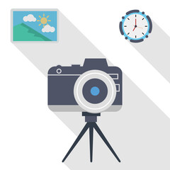 flat icons for camera,clock,picture,vector illustrations