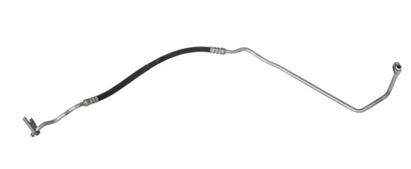 Air conditioning hose for supplying refrigerant or oil for cooling air or heated parts of cars and trucks on a white isolated background. Auto parts catalog.