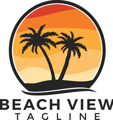 beach paradise vector template. summer sea graphic illustration.