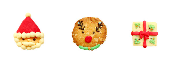 Set of Adorable Christmas Cookies Isolated on Transparent Backdrop, PNG File