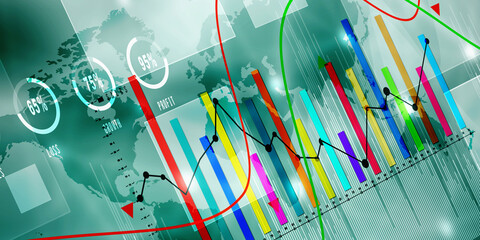 2d rendering Stock market online business concept. business Graph 