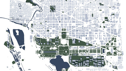 3D illustration of city map Washington in transparent
