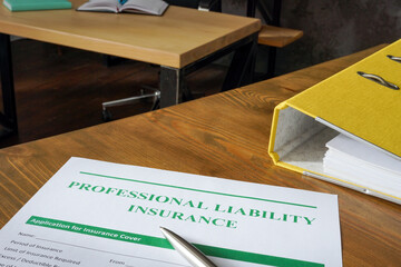 Professional liability insurance application in the office.