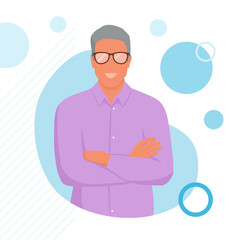 Happy senior with crossd arms