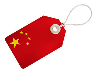 China flag on isolated tag isolated on transparent background