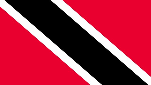 Flag of Trinidad and Tobago moving sideways, slow motion, close-up.
