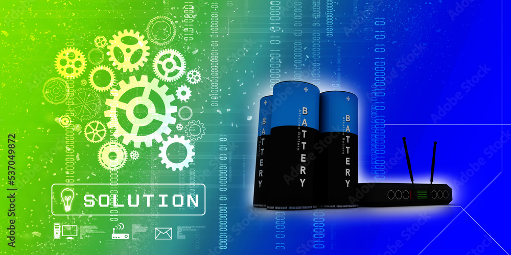 Aufkleber 3d rendering transmitter wifi with battery