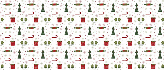 Christmas seamless pattern, white background