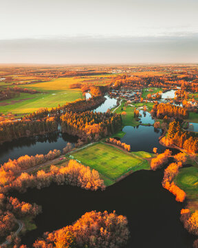 Aerial view of a Football Field in Rennes, region of Brittany, France.