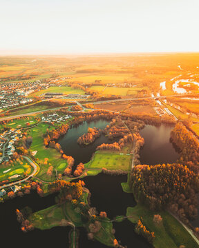 Aerial view of a Football Field in Rennes, region of Brittany, France.