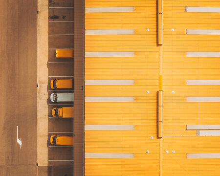 Aerial view of a postal center, Castellon de la Plana, Spain.