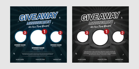 Giveaway quiz contest for social media feed. template giveaway prize win competition follow the steps below