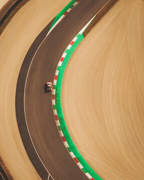 Florence, Italy - 15 August 2021: Aerial view of Mugello Circuit, Italy.