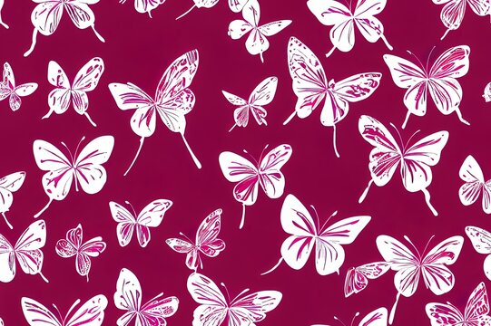 pink butterfly 2d art design hand drawn seamless leopard butterfly pattern