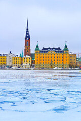 View of Stockholm, Sweden in the morning in winter.