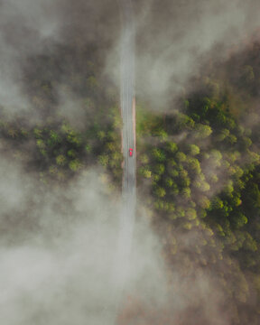 Aerial view of Rogla mountain pass, Slovenia.