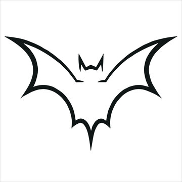 Pictogram of a bat. Line vector of a bat. Animal illustration with wings. Flat isolated vampire. Batman logotype. Horror symbol. Flying icon.