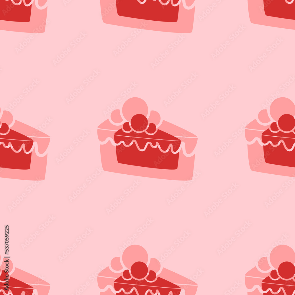 Aufkleber seamless pattern of large isolated red piece of cake symbols. the elements are evenly spaced. vector