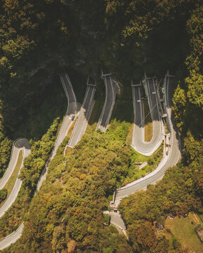 Aerial view of Passo San Boldo, Italy.