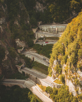 Aerial view of Passo San Boldo, Italy.