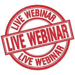 LIVE WEBINAR written word on red stamp sign