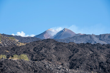 The summit of the Etna volcano with the summit craters
