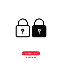 Padlock icon vector. Lock sign