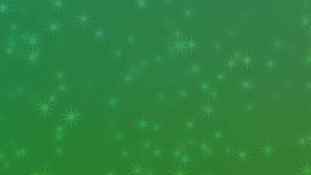 Motion graphics. forest green abstract defocused background, star shape bokeh spots