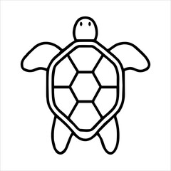 Obraz premium Turtle icon. Outline pictogram symbol. Sea animal vector line. Illustration of tortoise. Isolated logo element. Simple silhouette of underwater creature. 