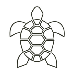 Obraz premium Turtle icon. Outline pictogram symbol. Sea animal vector line. Illustration of tortoise. Isolated logo element. Simple silhouette of underwater creature. 