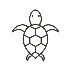 Fototapeta premium Turtle icon. Outline pictogram symbol. Sea animal vector line. Illustration of tortoise. Isolated logo element. Simple silhouette of underwater creature. 