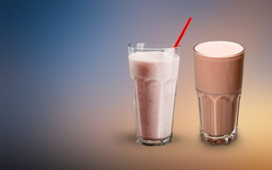 Tasty sweet milk shake in a glass