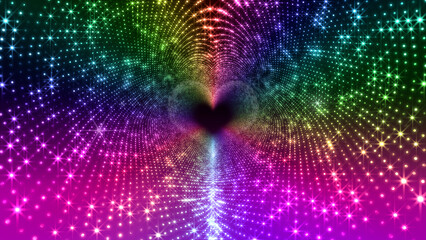 Neon Led Lights Sci Fi Futuristic Glowing Dot Dark space 3D illustration