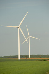 large wind turbines for natural electricity, in the countryside