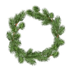 Festive Christmas wreath decorative ornament from branches of spruce, pine, fir