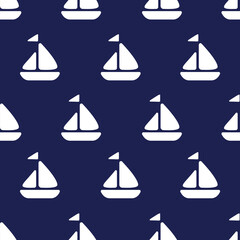 Seamless pattern with ships. Marine design element. Vector illustration in a flat style. Children's banner, poster, wallpaper, wrapping paper, textile, print