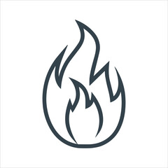 Pictogram of fire emblem. Symbol of burn, icon of flames. Flammable silhouette. Abstract danger illustration. Graphic isolated fireball. Shape of blazing fire. Black flat light on white background.