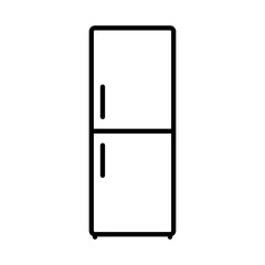 Refrigerator icon. Black contour linear silhouette. Front view. Editable strokes. Vector simple flat graphic illustration. Isolated object on a white background. Isolate.