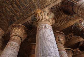 Columns of Khnum temple in Esna, Luxor, Egypt 
