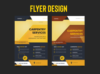 creative professional carpentry service flyer design 